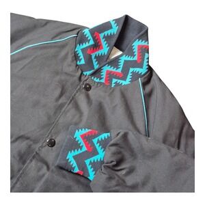 Westark USA Men's S Navajo Jacket Black Aztec Trim Quilted Lined Made in USA